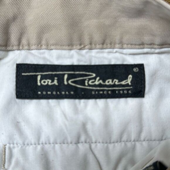 Tori Richard Mens 100% Tencel Pleated Shorts Khaki Chino Honolulu size 34 - Picture 6 of 8